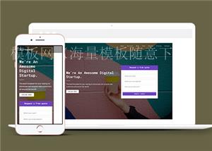 宽屏大气紫色数字创业公司网站模板（带后台）