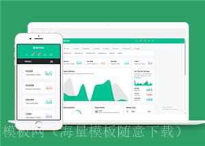 绿色数据统计分析后台管理系统网站模板（带后台）