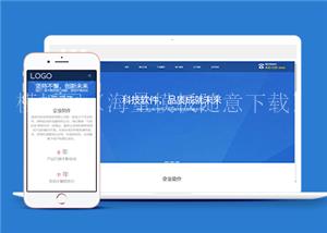 蓝色简约宽屏科技软件服务企业网站模板（带后台）