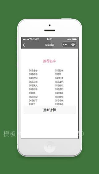 宝宝起名小程序名字推荐页面模板下载（带后台）