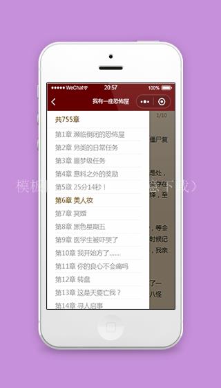 侧边栏拉出小说章节选择微信阅读程序源码（带后台）