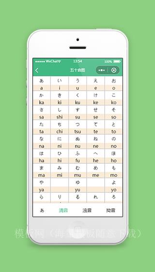 日语五十音图教学小程序模板源码下载（带后台）